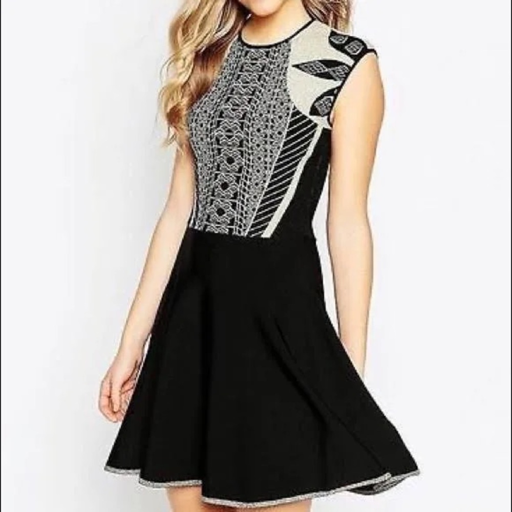 Ted Baker London Dresses | Jenkin Jacquard Black And Gold Dress - US 2